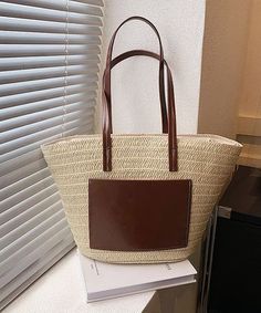 Korean Versatile Large Capacity Straw Woven Satchel Bag HandbagThis bag is made of fine Straw Woven fabric.Measurement: 30cm/11.7" * 30cm/11.7" * 17cm/6.63"Inside pockets. Beige Rectangular Shoulder Bag With Large Capacity, Large Double Handle Bag For Summer, Casual Large Shopping Bag, Large Capacity Beige Satchel Beach Bag, Large Casual Bucket Bag, Casual Large Bucket Bag, Large Summer Travel Shoulder Bag, Casual Large Shoulder Bag For Shopping, Casual Large Beige Bags