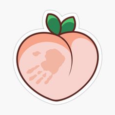 a peach sticker that has been drawn on to it's skin and is half eaten