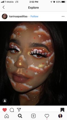 Cloudy Makeup, Sky Makeup Look, Hard Makeup Looks, Makeup Art Face Inspiration, Creative Eye Makeup Design, Extravagant Makeup Looks, Face Art Makeup Paint Ideas, Mehron Makeup Looks, Storm Cloud Makeup