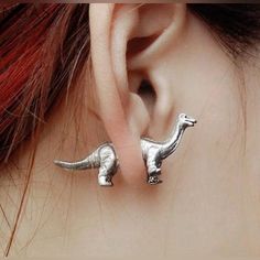 New 3d Antiqued Silver Brontosaurus Dinosaur 2 Part Earrings Dinosaur Earrings, Material Things, Stainless Steel Earrings, Ear Studs, Unique Earrings, Piercing Jewelry, Cute Jewelry, Ring Verlobung, Ear Piercings