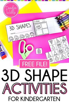 Engaging and hands-on activities for teaching and practicing 3D shapes with little learners. Don't miss the 3D shape flipbook available as a free download! Math Games Addition, Shape Anchor Chart, Classroom Christmas Gifts, 2d Shapes Activities, Kindergarten Parent, Shape Activities