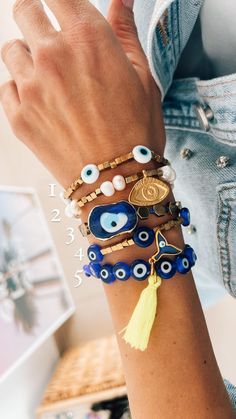 Evil Eye Bead Bracelet, Evil Eye Bracelet Ideas, Evil Eye Bracelet Diy, Evil Eye Fashion, Evil Eye Accessories, Evil Eye Jewelry Bracelet, Beaded Eye, Stackable Beaded Bracelets, Dope Jewelry Accessories