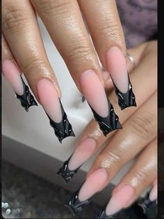 Black Bday Nails, 21st Nails Ideas, Acrylic Nails Ideas, Bday Nails, Hello Nails, Sassy Nails, Duck Nails, Drip Nails, Glamour Nails