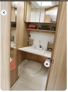 a bathroom with a toilet, sink and mirror