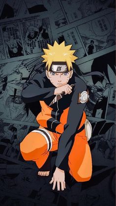 naruto is sitting on the ground with his hand near his face