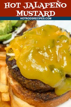 a cheeseburger on a plate with french fries