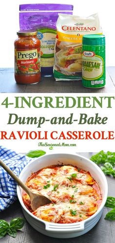 four ingredient dump and bake ravioli casserole