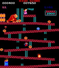 an old - school video game with donkey kong