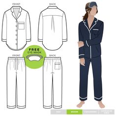 Pajamas Packaging, Pattern Pajamas, Womens Pj Sets, Suit Sewing Patterns, Style Arc, Pj Pant, Mask Patterns, Pattern Outfits, Sewing Patterns For Women