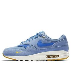 Nike Air Max 1 'Work Blue' Work Blue/Mountain Blue/Yellow 875844-404 KICKSOVER Blue Nike Air Max For Sports, Air Jordans Women, Air Max 2090, Air Max 90 Premium, Nike Sacai, Sb Dunk High, Low Air Jordan 1, Air Jordan 9, Air Max 98