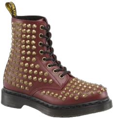 1460 SMOOTH SPIKE (cherry red). Trendy Red Boots For Streetwear, Casual High-top Boots With Rivets, Casual Streetwear Boots With Spikes, Casual Spiked Winter Boots, Casual Boots With Spikes For Streetwear, Casual Spiked Boots For Streetwear, Casual Streetwear Boots With Rivets, Casual Boots With Rivets For Streetwear, Casual Studded Winter Boots