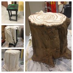 there are pictures of different types of furniture made out of tree stumps and logs