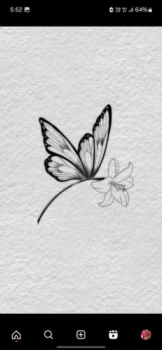 a drawing of a butterfly flying over a flower on a piece of paper with the words,