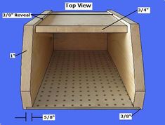 an open box with measurements for the top view