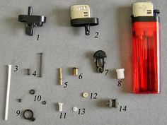 an assortment of electrical components are laid out on a table with screws and nuts