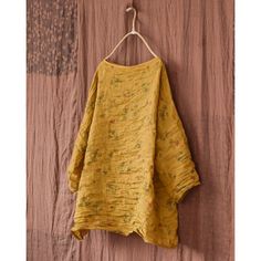 Spring Retro Loose Floral Long Sleeve Blouse Fall Crew Neck Blouse For Beach, Casual Yellow Tunic Blouse, Casual Long Sleeve Free Size Blouse, Casual Free Size Long Sleeve Blouse, Yellow Long Sleeve Casual Tunic, Summer Yellow Long Sleeve Tunic, Yellow Long Sleeve Tunic For Spring, Free Size Long Sleeve Cotton Top, Free Size Long Sleeve Tops For Spring