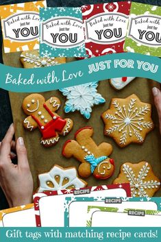 someone is holding up some christmas cookies with the words, you baked with love just for you