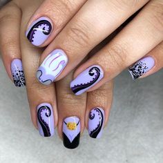 Disney Ursula Nail Art, Disney Villain Nails Ursula, Ursula Nail Designs, Ursula Inspired Nails, Ursula Nail Art, Disney Villains Nails, The Little Mermaid Nails, Ursula Nails, Disney Villain Nails