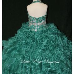 Absolutely Stunning Girls Full Ball Gown Pageant Dress. Pageant Gown With Ruffles And Fitted Bodice, Fitted Green Ball Gown For Dress-up, Fitted Green Gown For Dress-up Occasions, Green Princess Gown For Pageants, Green Princess Gown For Pageant, Princess Style Green Gown For Pageant, Green Princess Style Pageant Dress, Ruffled Ball Gown For Pageant, Ruffled Ball Gown Dresses For Pageant