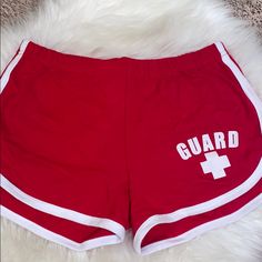 Women’s Red Lifeguard Shorts Never Worn Perfect Condition Lifeguard Costume, Red And White, Womens Shorts, Red, Women Shopping, Color