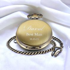 GUARANTEED DELIVERY BEFORE CHRISTMAS! Personalized POCKET WATCH & CHAIN Custom Engraved Pocketwatch Watches Fathers Day Groomsmen Gifts for Him Men Dad Boyfriend Groomsman Gift ▬ 𝗔𝗕𝗢𝗨𝗧 𝗨𝗦 ▬ PrecisionMemory aspires to create moments that last a lifetime with our personalized gifts for him & her. * Ships within 24 Hours. * Designed in Los Angeles, California. * Etsy Star Seller Order & Product Support. * Free 90 Day Returns & Exchanges. Please feel free to reach out to us with any questions. ▬ 𝗣𝗥𝗢𝗗𝗨𝗖𝗧 𝗜𝗡𝗙𝗢𝗥𝗠𝗔𝗧𝗜𝗢𝗡 ▬ Introducing our Custom Engraved Personalized Pocket Watch, a timeless accessory that combines elegance and personalization. Perfect for groomsmen, this exquisite timepiece is expertly crafted with meticulous attention to detail, made of high-quality stainl Gift Gold Pocket Watch With Metal Dial, Gold Pocket Watch With Metal Dial Gift, Gold Pocket Watch With Metal Dial As Gift, Classic Gold Watch Accessories With Stopwatch, Classic Gold Stopwatch Watch Accessories, Classic Gold Pocket Watch For Wedding, Gold Classic Pocket Watch For Wedding, Gold Engraved Watch Accessories For Gift, Gold Engraved Watch Accessories Gift