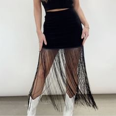 Cloud 10 Black Mini Stretchy Skirt With Long Fringe, Size Small. Nwt. New To Poshmark? Please Sign Up Using Our Code Jaxxandgee And Redeem $10 Off Your First Purchase! Black Fringe Skirt For Party, Black Fringe Mini Skirt For Party, Fitted Fringe Bottoms For Evening, Club Mini Skirt With Fringe Details, Club-wear Fringe Mini Skirt, Black Fringed Bottoms For Night Out, Black Fringe Bottoms For Night Out, Fringe Mini Skirt For Evening, Fringed Mini Skirt For Evening