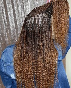 Micro Braids With Curly Hair, Micro Braids With Color, Curly Micros Braids, Micro Bohemian Box Braids, Wet And Wavy Micro Braids Styles Long, Human Hair Individual Braids, Micro Braids With Braiding Hair, Micro Knotless Braids With Curls