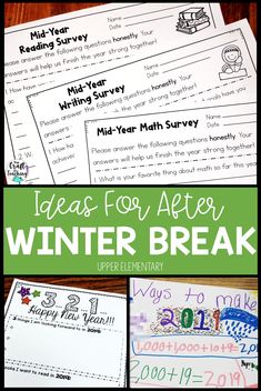 the ideas for after winter break are shown in this collage