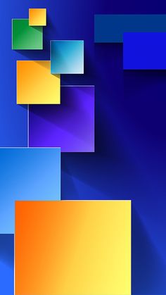 an abstract background with squares and rectangles in shades of blue, orange, yellow and green