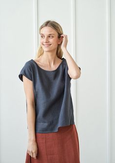 Linen T Shirt, Color Blouse, Linen Tee, Linen Tshirts, Travel Dress, Loose Top