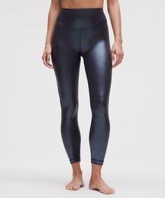 Flow, Train, Or Restore In Our Versatile Wunder Under Tights. This Version Is Made From Smoothcover Fabric For Smoothing Support. Designed For Yoga And Training. Intended To Sit Above Ankle. Back Drop-In Pocket. | Wunder Under SmoothCover Tight 25" Foil Black Night, Back Women, Bottom Clothes, Tight Leggings, Long Tops, Short Tops, Tank Shirt, Women's Leggings, Tank Top Shirt