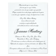 a wedding card with the wording in spanish on it, and an ornate font