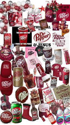 a collage of red and white items with the words pepper & jesus on them