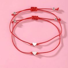 Awesome Gift ! Casual Heart Charm Bracelet For Valentine's Day, Adjustable Red Heart Bracelet For Valentine's Day, Casual Heart Bracelet For Valentine's Day Friendship, Casual Heart Beads Bracelet For Valentine's Day, Casual Silver Bracelet With Heart Beads, Casual Silver Bracelet For Valentine's Day, Trendy Red Heart Bracelet As A Gift, Trendy Red Heart Bracelet For Gift, Trendy Red Heart Bracelet As Gift