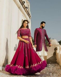 Couple Dress Matching Indian, Couple Dress Matching, Engagement Couple Dress, Engagement Dress For Groom, Wedding Matching Outfits, Wedding Dresses Men Indian, Latest Bridal Lehenga, Reception Outfit, Couple Wedding Dress