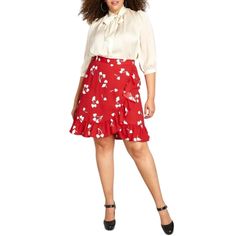 Modcloth It's A Wrap Ruffle Hem A-Line Skirt Cherry Hearts Print Red Size 8 New With Tag Adorned In An Updated White Cherry Print From Our In-House Designers, This Red A-Line Skirt Offers Fun, Flirty Style And Endless Styling Opportunities! Fall For The Ruffled Trim, High Waistline, And Wrap Detail Of This Lightweight Bottom From Our Modcloth Label. 100% Polyester Ruffled Trim High Waistline Cherry Hearts Print Zip Back Closure Approx Measurements Laid Flat: Waist Width: 14" Length: 22.5" This I Chic Red Floral Print Mini Skirt, Chic Red Mini Skirt With Floral Print, Cherry Hearts, Modcloth Skirt, Flirty Style, Hearts Print, White Cherries, Aline Skirt, Cherry Print