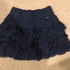 Hollister Polkadot Mixed Media Ruffle Navy Skirt. Like New Condition. Nwot Oc Moodboard, Skirt Y2k, Navy Skirt, Tier Skirt, Ruffle Skirt, Tiered Skirt, Hollister, Mixed Media, Polka Dots