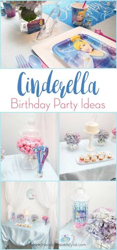 a birthday party with blue and pink decorations