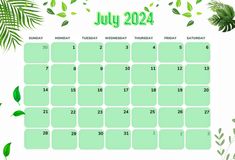 Floral 2024 July Calendar Wallpaper