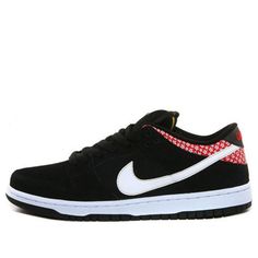 Nike Dunk Low Premium SB Skateboard 'Firecracker' black/white-challenge red 313170-016 sneakmarks Black Sneakers With Red Sole For Skateboarding, Black Skate Shoes With Red Sole For Sports, Black Urban Skate Shoes With Red Sole, Dunk Shoes, Vapour Max Nike, Air Jordans Women, Nike Sacai, Nike Sb Dunk Low, Womens Air Jordans