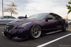 a purple sports car parked in a parking lot