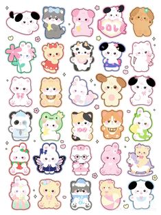 a bunch of stickers with different animals on them