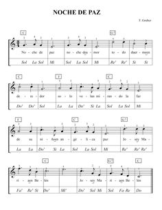 sheet music with the words noche de paz