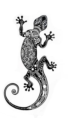 a black and white drawing of a lizard