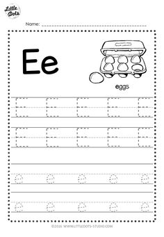 the letter e worksheet for children to practice their handwriting and writing skills,