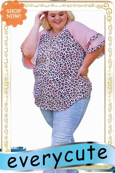 Pink Plus Size Ruffle Raglan Sleeve Leopard Top Pink Plus Size, Leopard Top, Top Plus Size, Clothing Plus Size, Plus Size Tops, Plus Size Clothing, Raglan Sleeve, Women's Style, Size Clothing