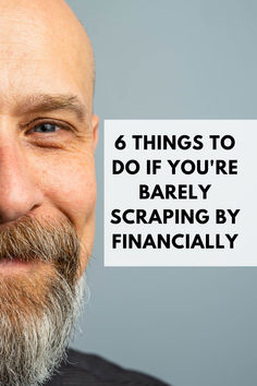 a bald man with a beard smiling and texting 6 things to do if you're barely scraping by financiallyly