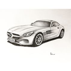 a drawing of a mercedes sports car