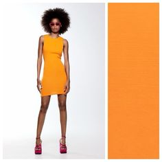 Nwt. Zara Orange Fitted Short Sleeveless Dress With A Round Neckline. Size S. Ref. 4174/311. Pit To Pit 12" Flat, Shoulders 9,5", ", Waist 11", Length 34. Orange Sleeveless Mini Dress For Summer, Chic Yellow Stretch Sleeveless Dress, Orange Knee-length Mini Dress For Summer, Orange Fitted Sleeveless Mini Dress, Stretch Sleeveless Knee-length Dress For Summer, Stretch Knee-length Sleeveless Dress For Summer, Orange Sleeveless Stretch Dress, Sleeveless Stretch Orange Dresses, Spring Summer Stretch Bodycon Dress