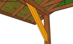 the bottom half of a wooden structure with some yellow tape sticking out of it's sides